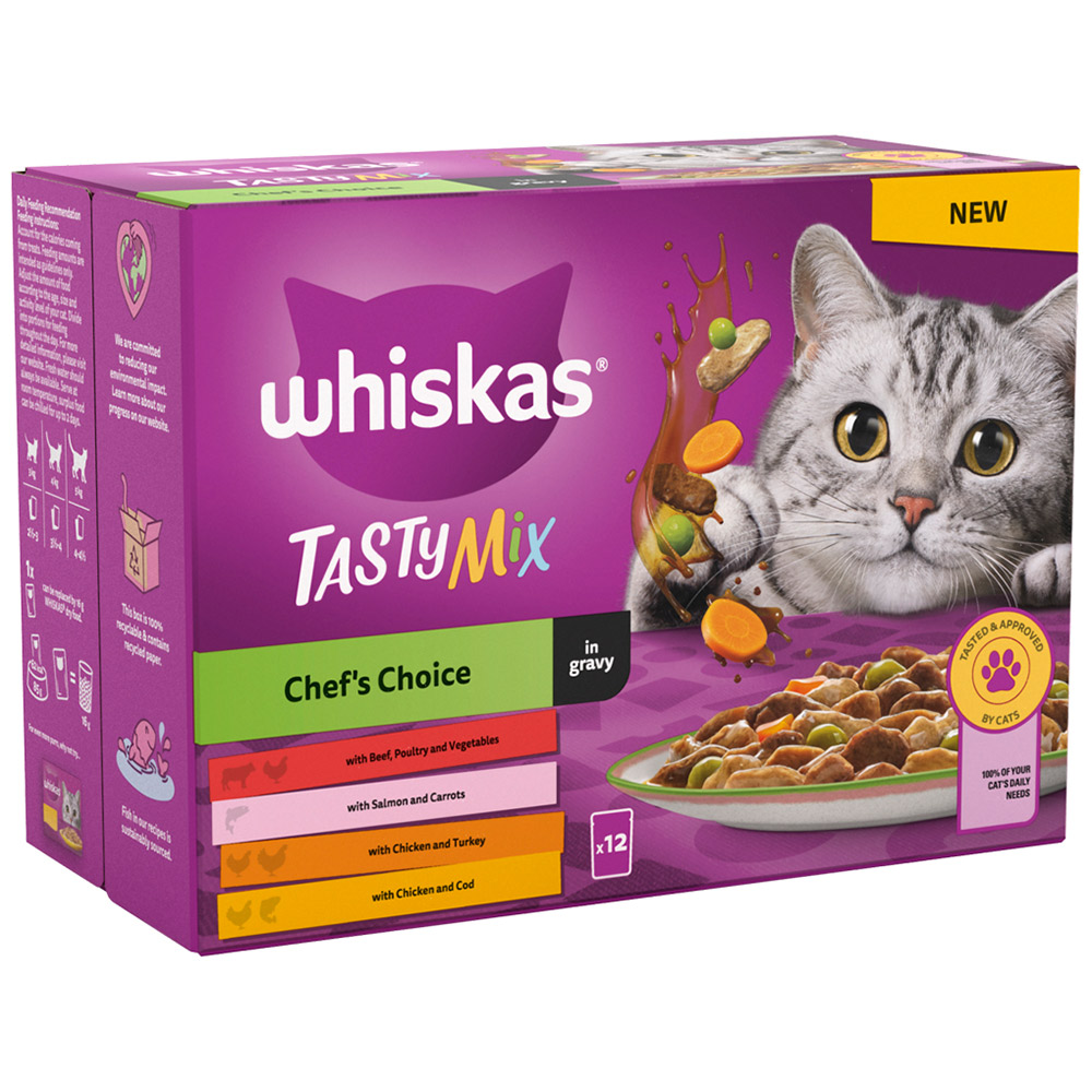 Whiskas Tasty Mix Veg Chef's Choice in Gravy Adult Cat Wet Food Pouches 85g Case of 4 x 12 Pack Image 3