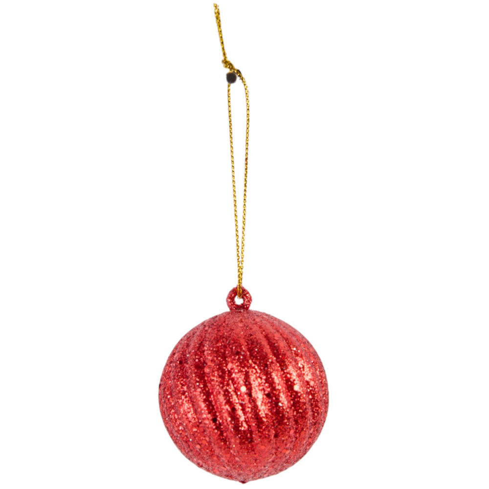 Candy Cane Lane Red and White Glitter Baubles 6 Pack Image 2