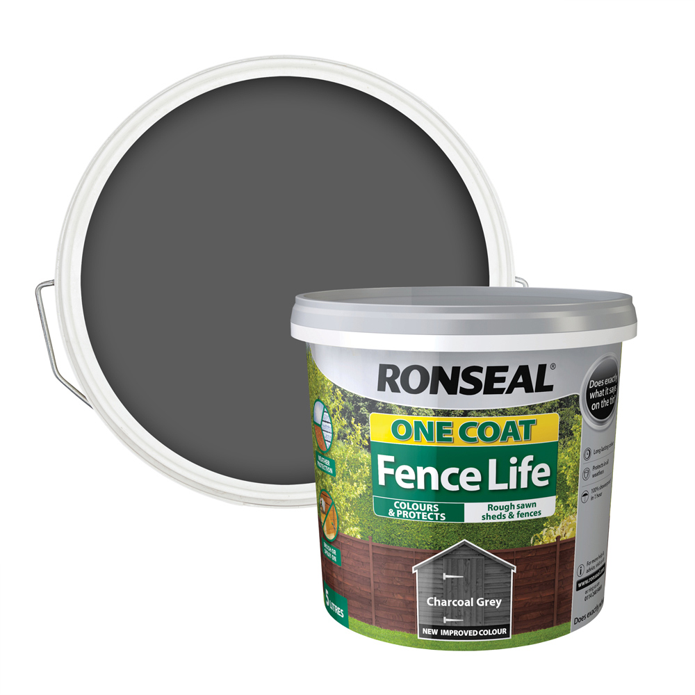 Ronseal One Coat Fence Life Charcoal Grey 5L Image 1