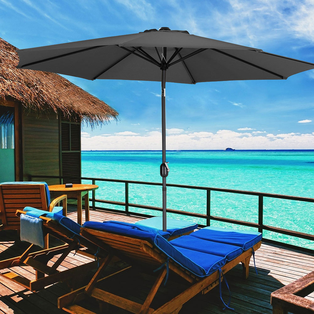 Living and Home Black Round Crank Tilt Parasol with Round Base 3m Image 7