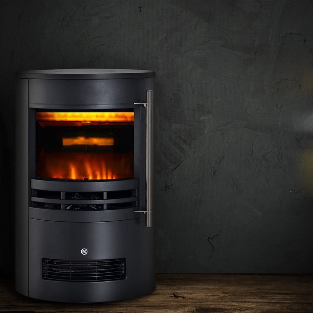 HOMCOM Ava Black Freestanding Electric Fireplace Heater 1000W Image 6