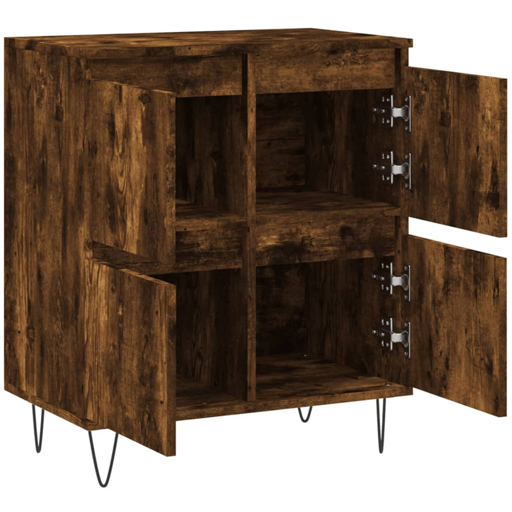 vidaXL 4 Door Smoked Oak Sideboard with Metal Legs Image 6