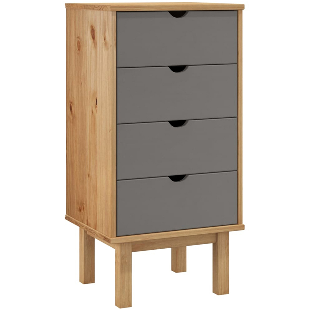 vidaXL 4 Drawer Grey Solid Pine Wood Drawer Cabinet Image 2