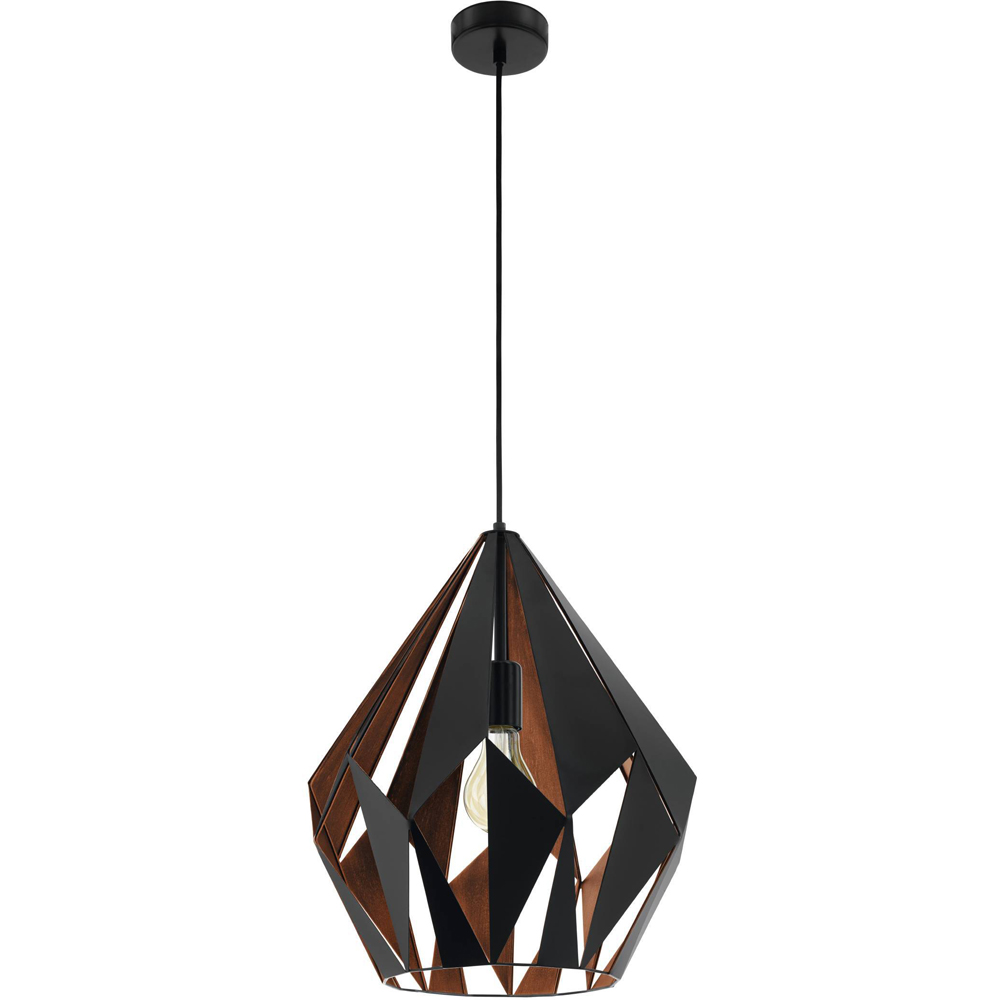 EGLO Carlton 1 Black and Copper Geometric Pendant Lampshade Image 1