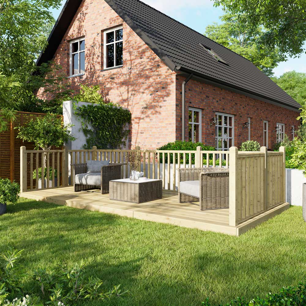 Power 8 x 18ft Timber Decking Kit With Handrails On 3 Sides Image 2