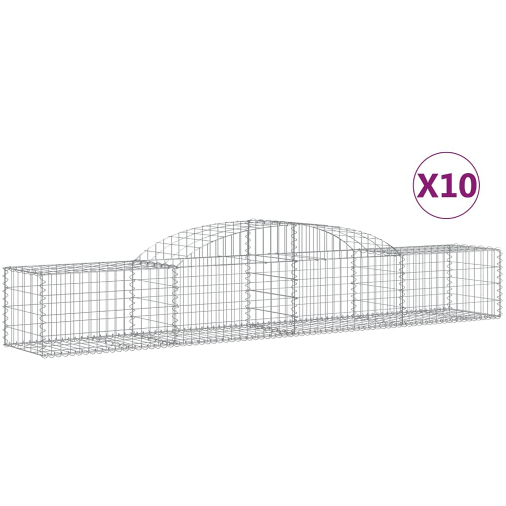 vidaXL Silver Galvanised Iron Arched Gabion Basket 300 x 50 x 40/60cm 10 Pack Image 2