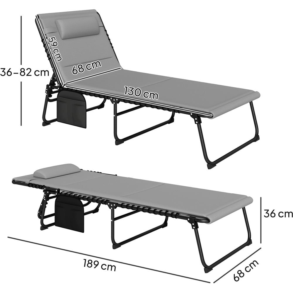 Outsunny Set of 2 Light Grey Folding Sun Lounger Image 8