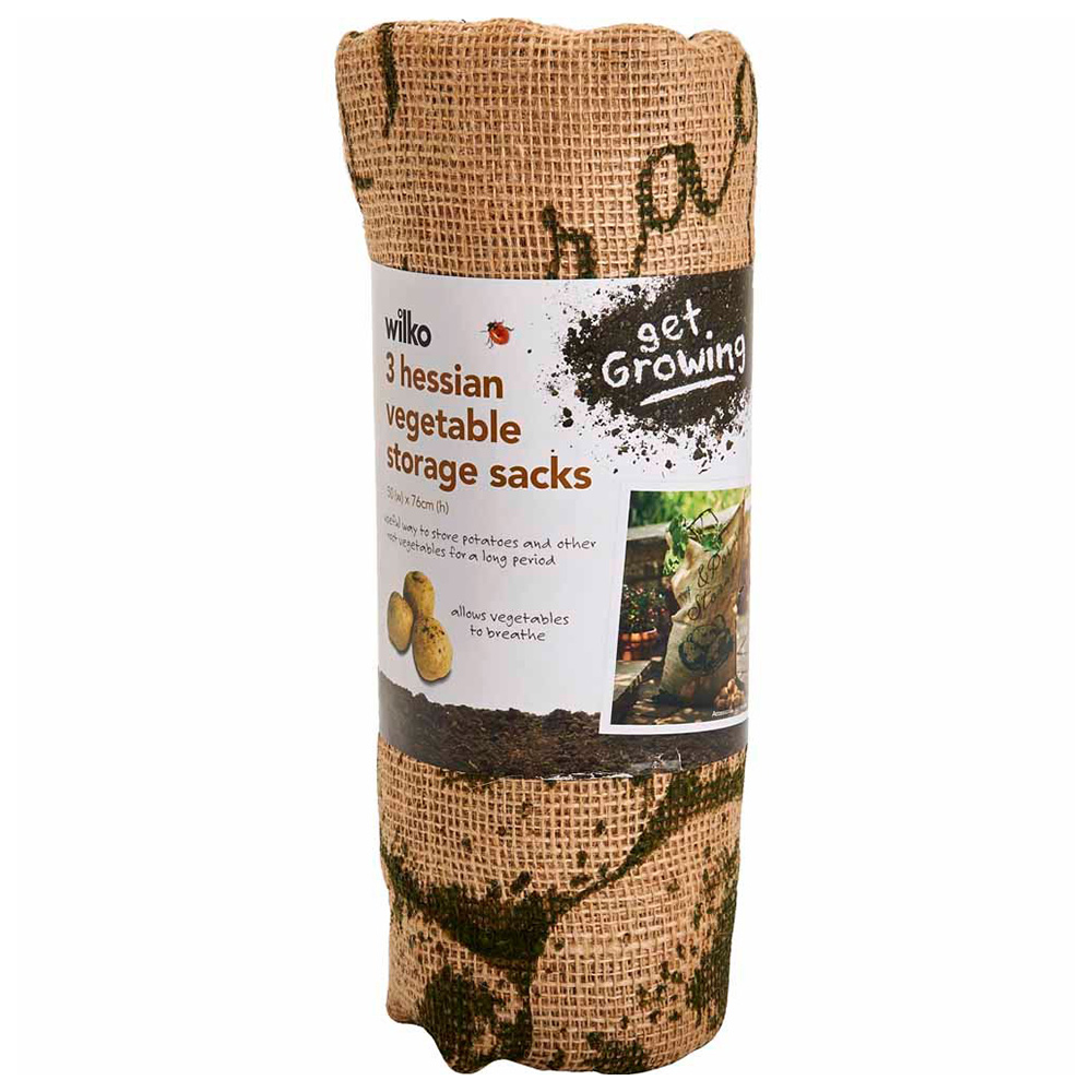 Wilko Hessian Vegetable Storage Sacks 3 Pack Image 1