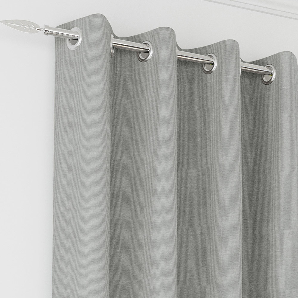 Enhanced Living Knightsbridge Grey Chenille Thermal Blackout Eyelet Single Door Curtain 168 x 214cm Image 2