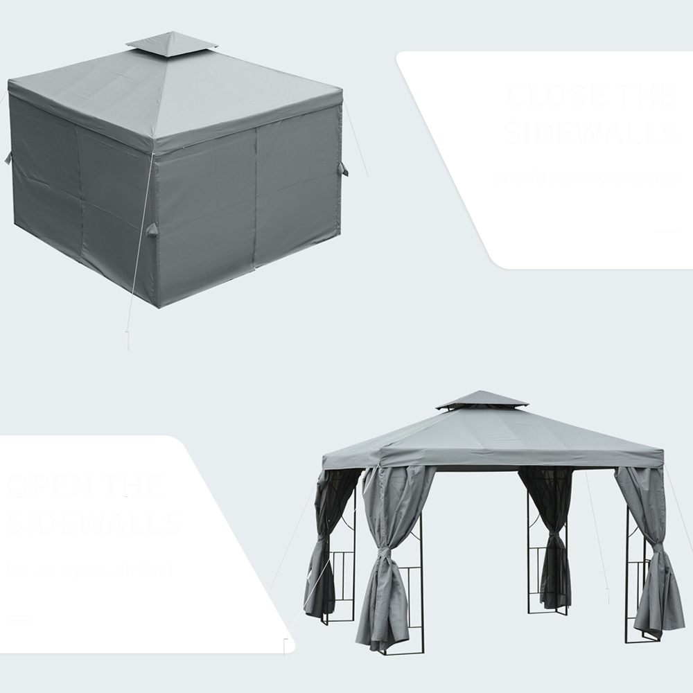 Outsunny 3 x 3m Sunshade Grey Metal Gazebo Image 5
