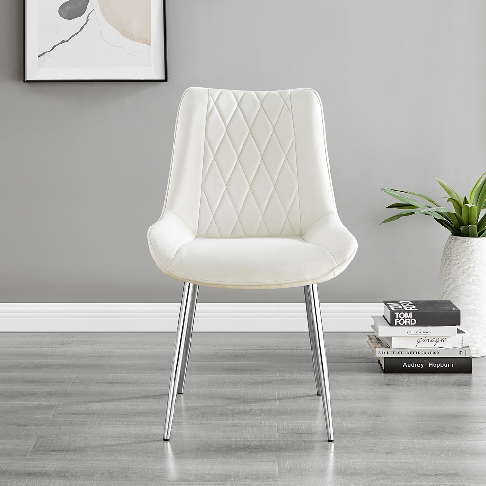 Furniturebox Copeland Cesano Marble Effect 2 Seater Dining Set White Cream and Chrome Image 4