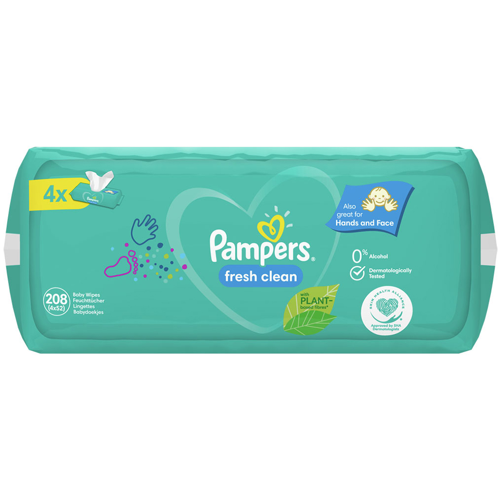 Pampers Fresh Clean Wipes for Children 4 Pack 208 Wipes Image 2