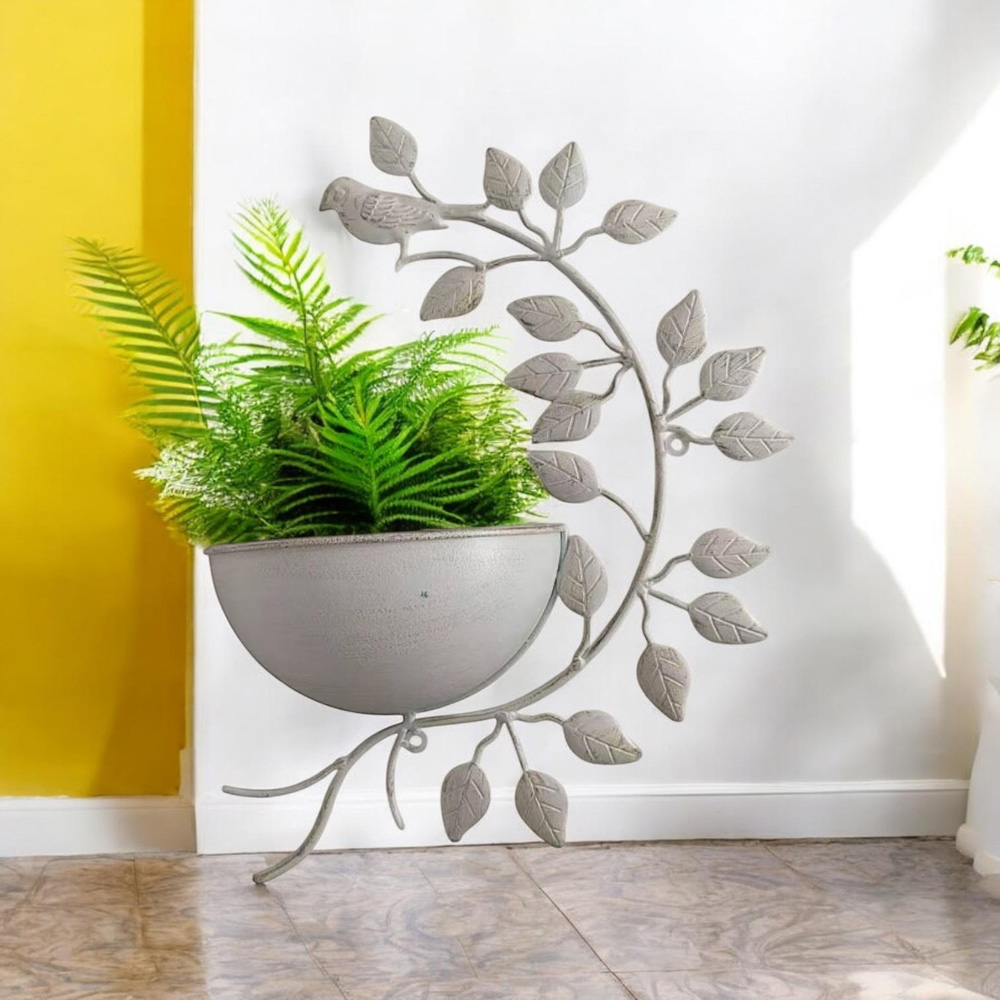 Acacia Home Cream Metal Garden Planter 42cm Image 2