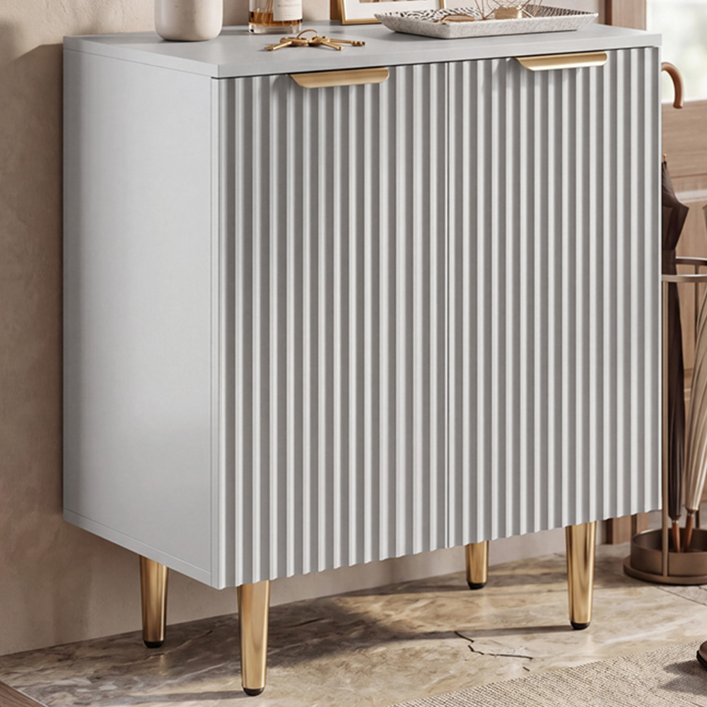 HOMCOM 2 Door Grey Sideboard Cabinet with Adjustable Shelf Image 1
