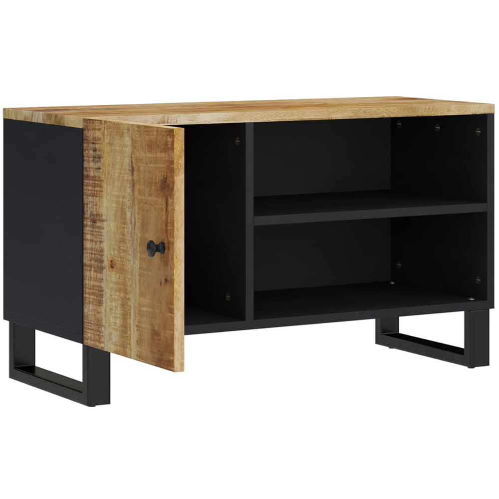 vidaXL Single Door 2 Shelf Light Brown Solid Mango Wood TV Cabinet Image 3