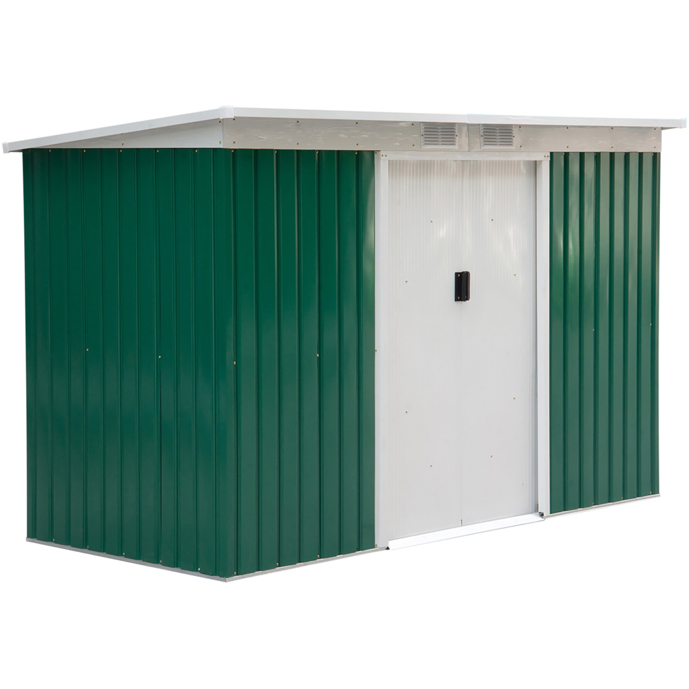 Outsunny 9 x 4.25ft Double Door Metal Storage Shed with Floor Foundation Image 1