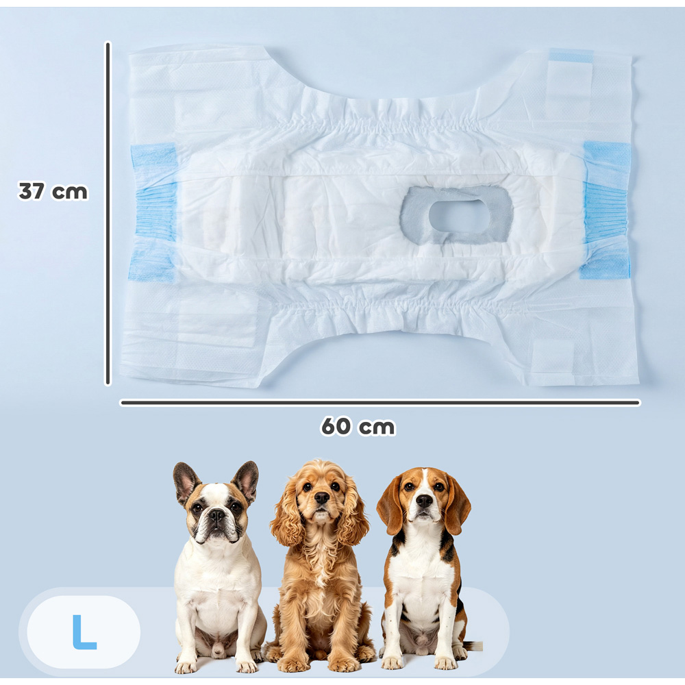 PawHut Large Disposable Female Dog Diapers 28-50cm 48 Pack Image 9