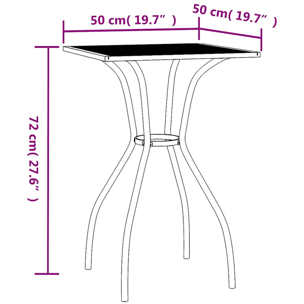 vidaXL 2 Seater Anthracite Steel Mesh Square Garden Table Image 6