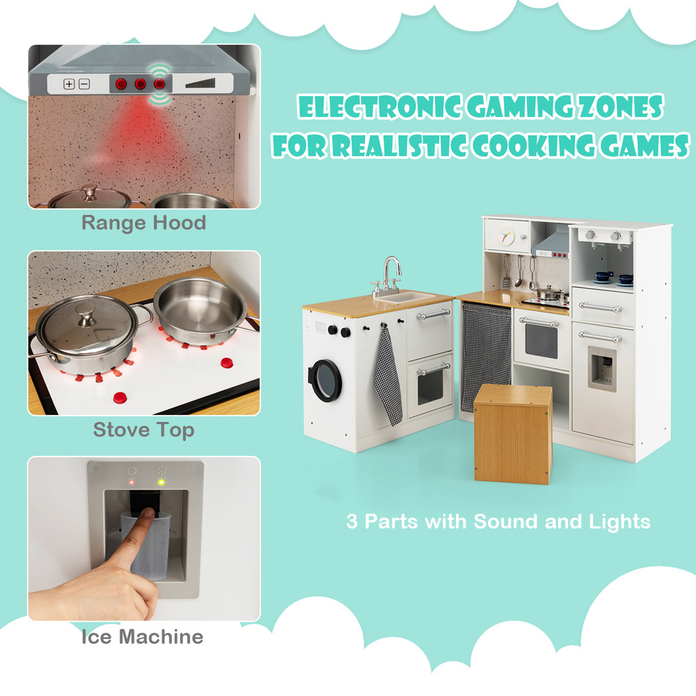 Costway Kids Pretend Play Set with Stool and Sounds Light 2 Piece Image 5