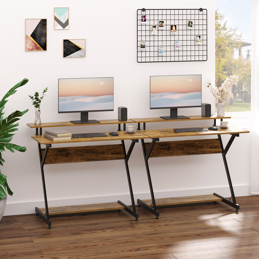 Portland R-Shaped Compact Desk Brown Image 3