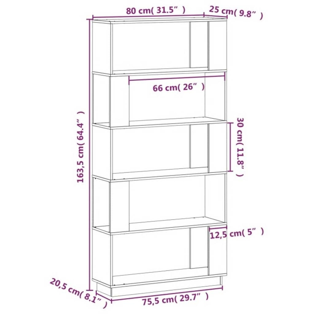 vidaXL 5 Shelf White Solid Pine Wood Bookcase Image 9