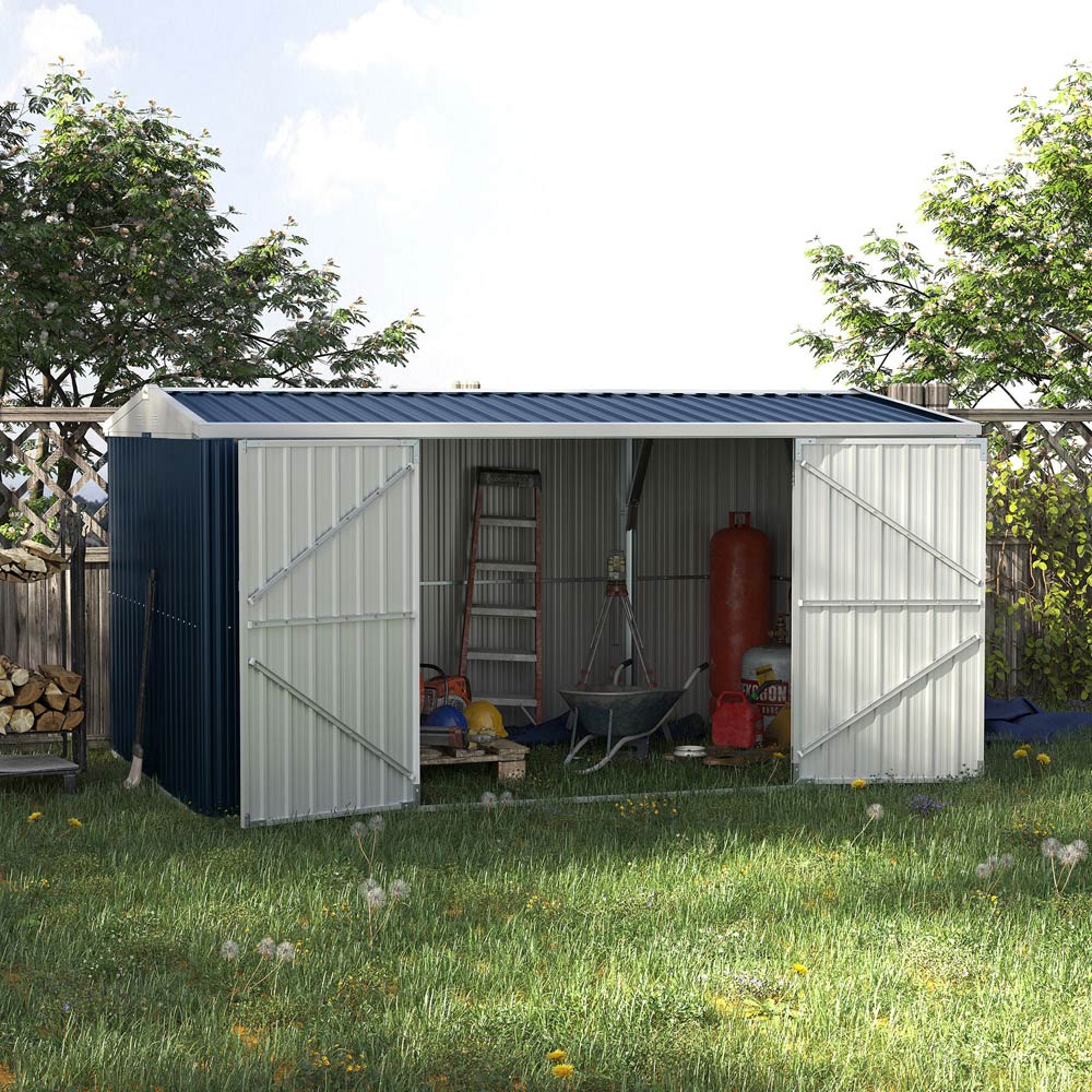 Outsunny 14 x 9ft Grey Garden Storage Shed with Floor Foundation Image 2