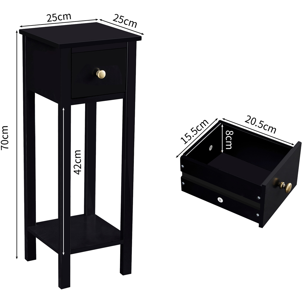 Brooklyn Amelia Single Drawer Single Shelf Black Solid Wooden Bedside Table Image 8