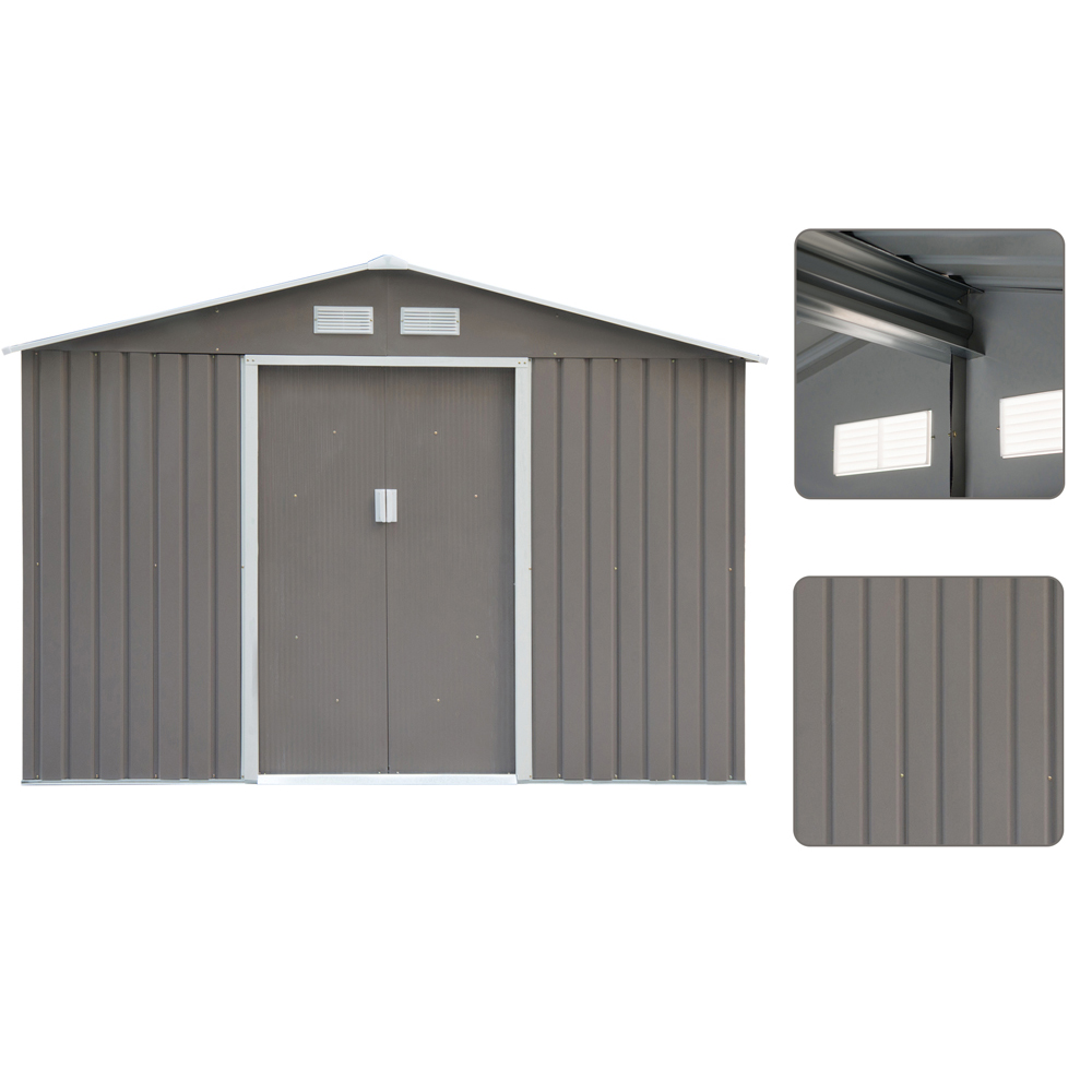 Outsunny 9 x 6.4ft Apex Roof Metal Storage Shed Image 6