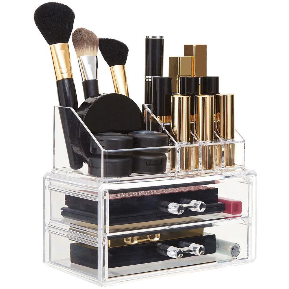 Premier Housewares Clear Cosmetic Organiser with Removable Top Shelf Image 3