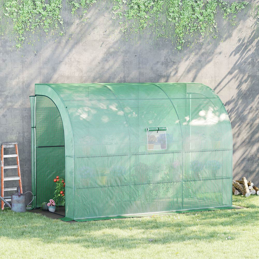 Outsunny Green 5 x 10ft Backyard Nursery Lean To Greenhouse Image 2