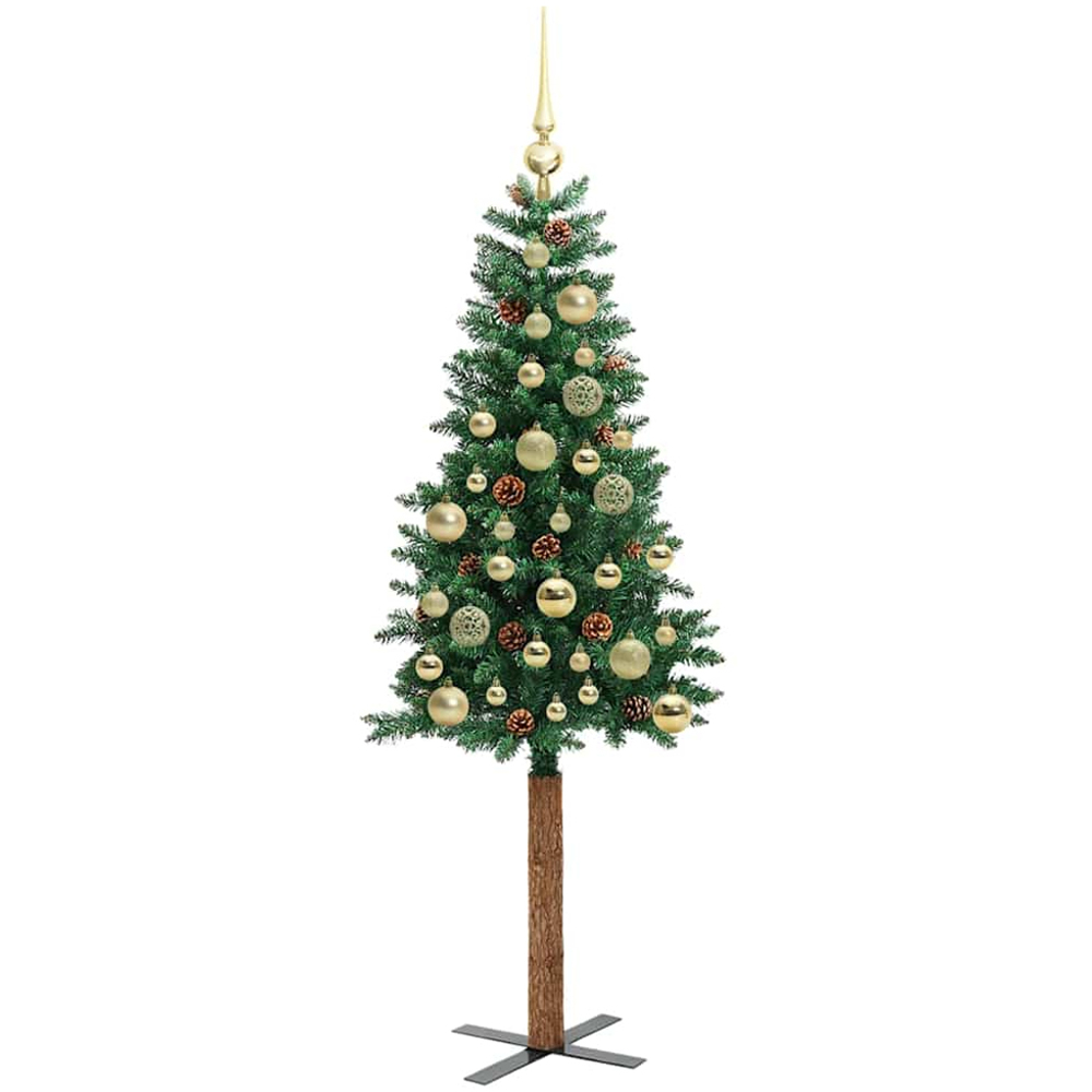vidaXL Green Artificial Christmas Tree with Pinecones LEDs Gold Decoration Ornaments 5ft Image 4