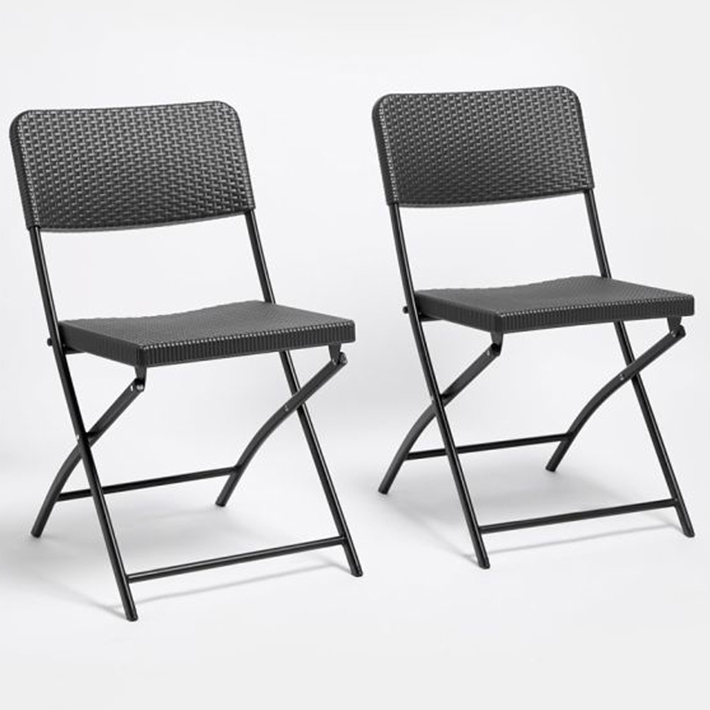 VonHaus Faux Rattan Folding Chair 2 Pack Image 2