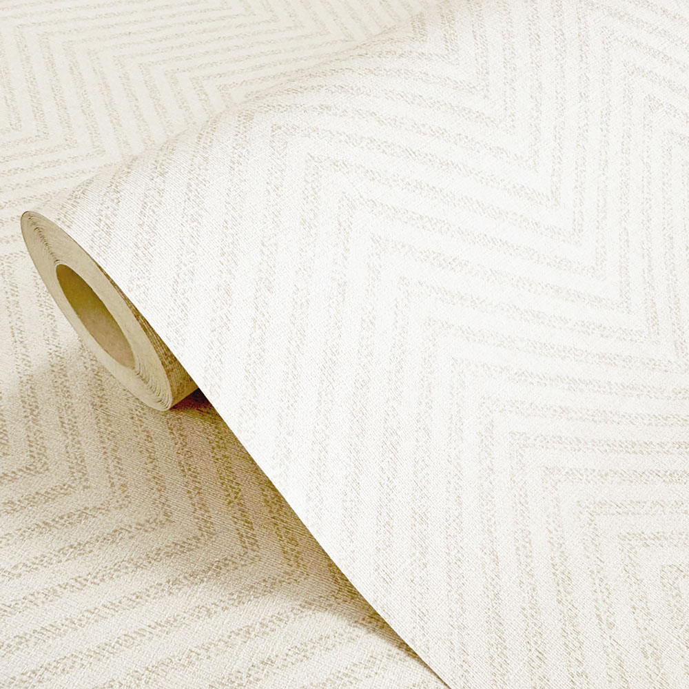 Muriva Ren Woven Herringbone Texture Cream Wallpaper Image 4