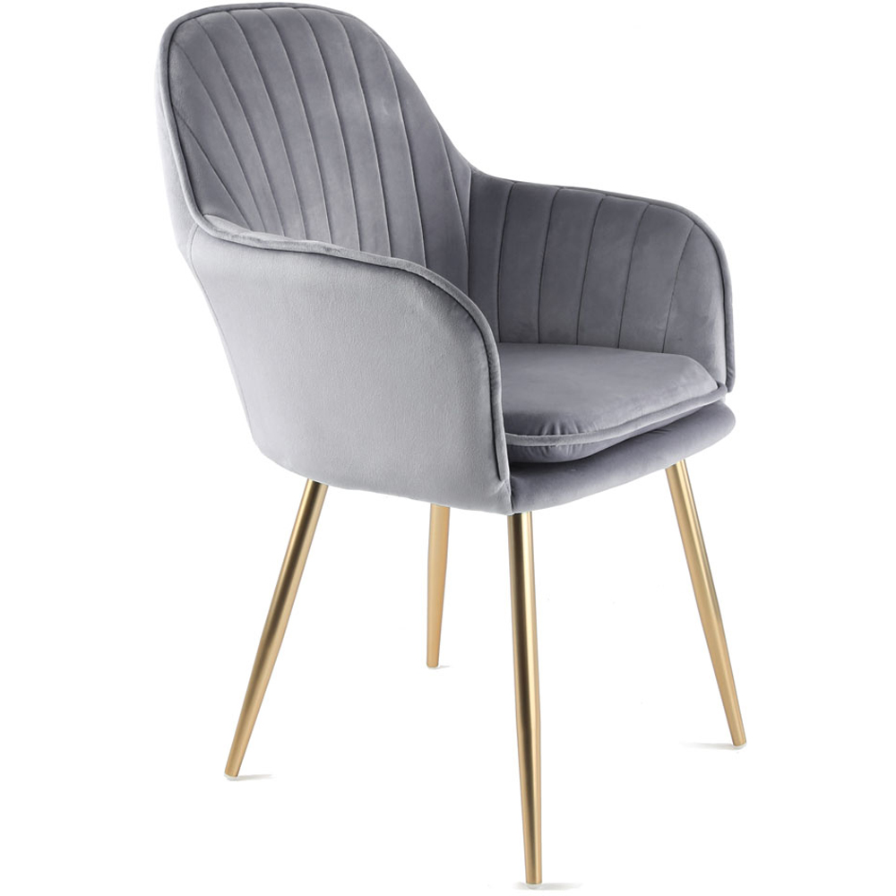 Muse Grey Velvet Accent Chair with Golden Legs Set of 2 Image 2