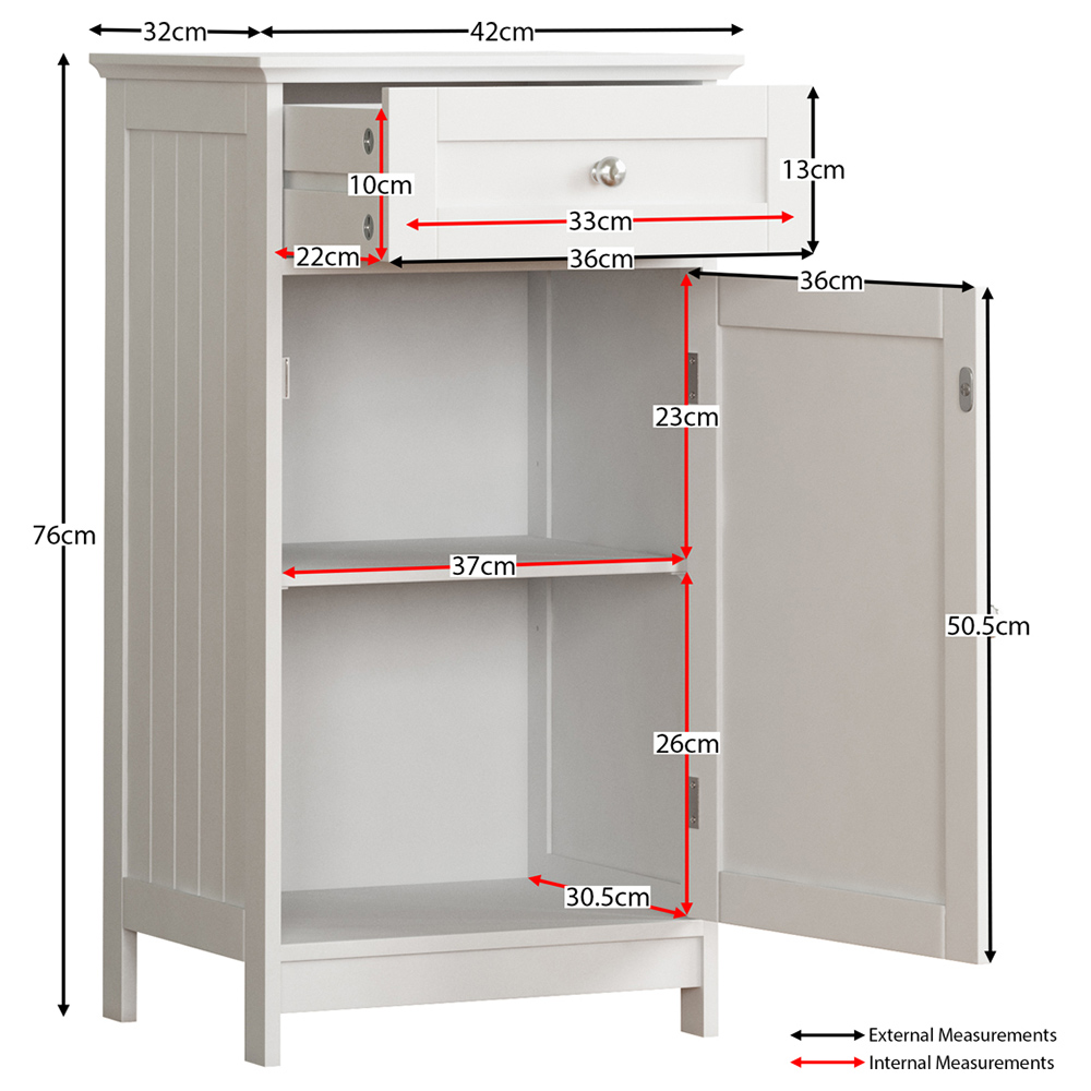 Priano 1 Door 1 Drawer Freestanding Cabinet Image 7