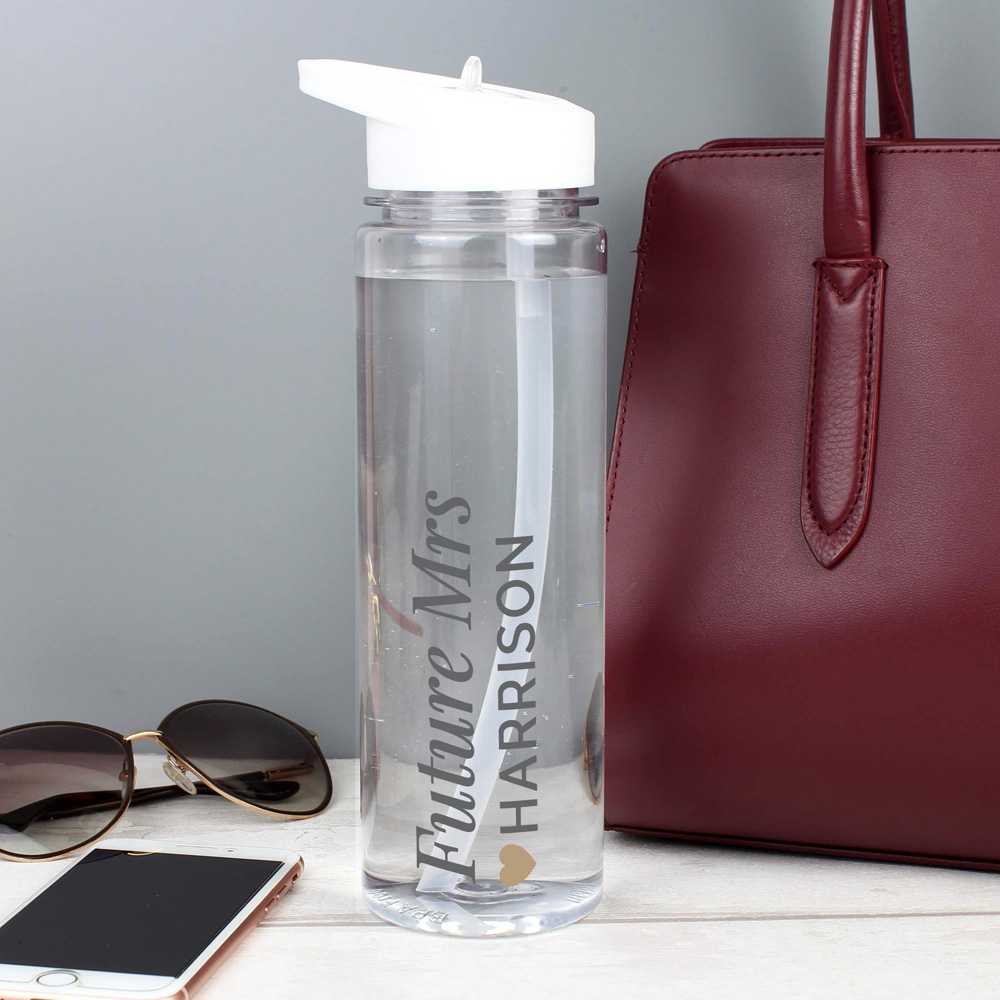 Personalised Memento Gold Heart Water Bottle Image 3