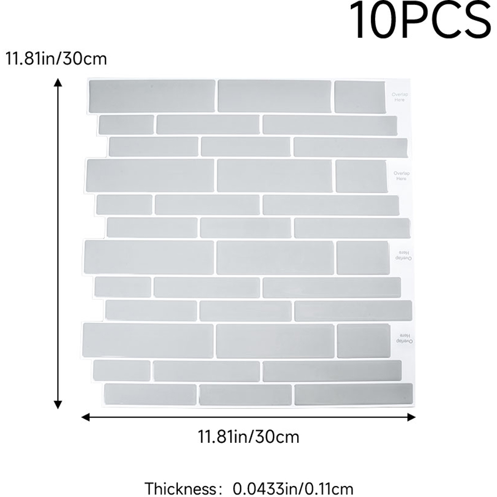 Living and Home Brick Effect Light Grey Self Adhesive Wall Tile Sticker 10 Pack Image 9