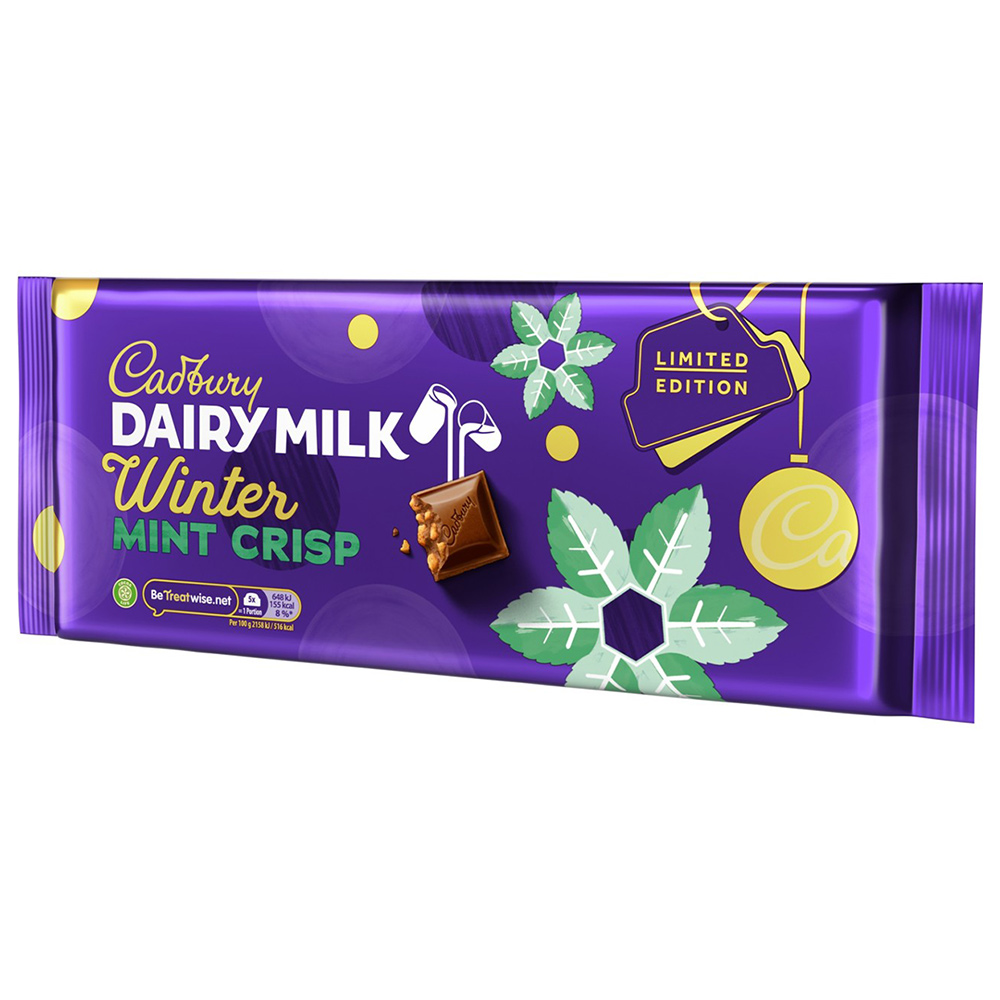 Cadbury Dairy Milk Winter Mint Crisp Chocolate Bar 360g Wilko