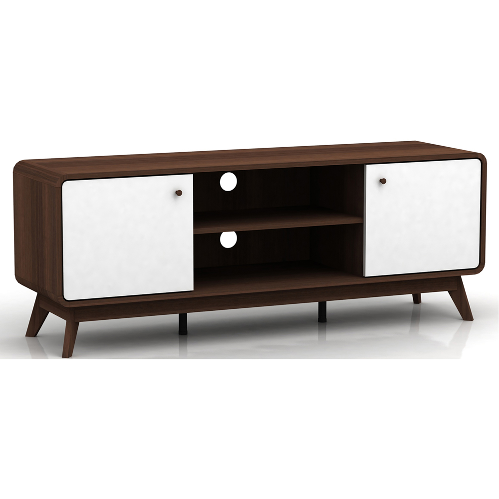 Loft24 Cassie 2 Door 2 Shelf White Walnut TV Stand Image 2