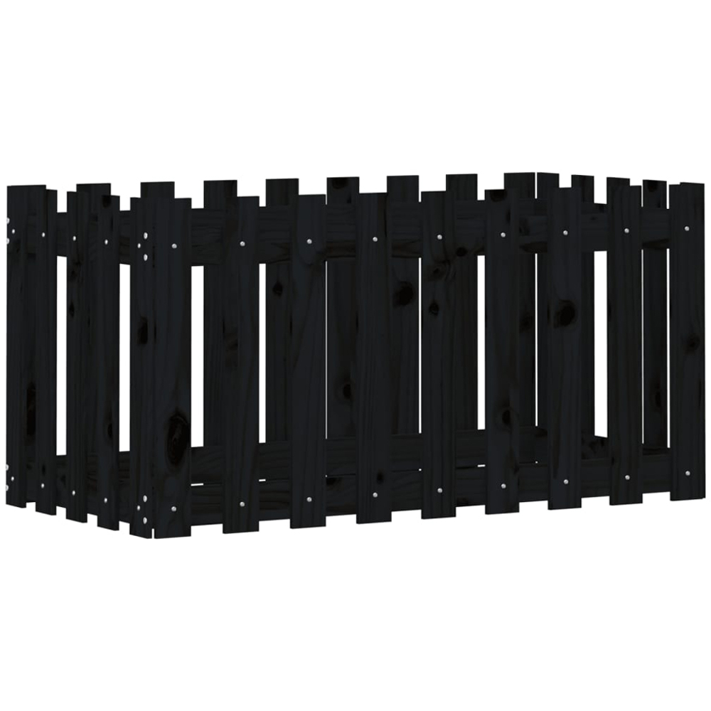 vidaXL Black Pine Wood Raised Garden Bed 50 x 50 x 100cm Image 1