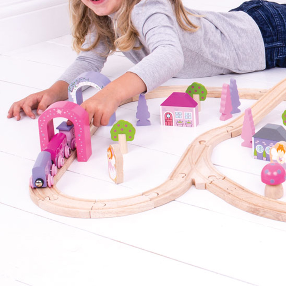 Bigjigs Rail 75-Piece Fairy Town Train Set Image 2