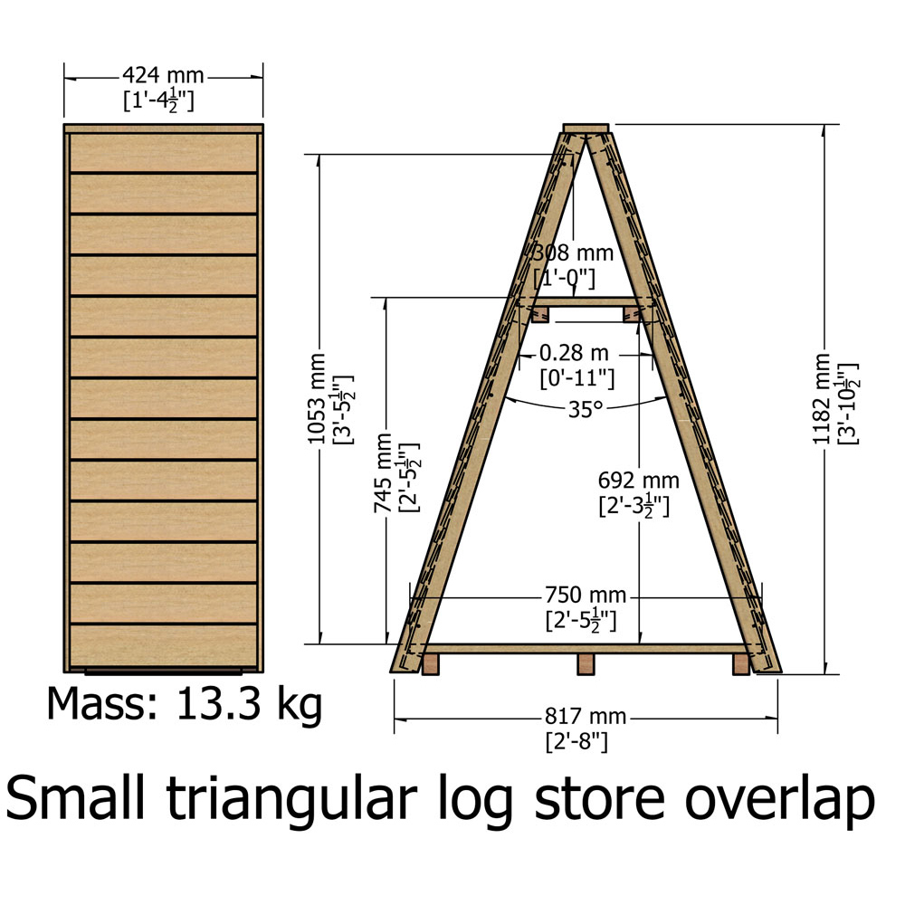 Shire 2.6 x 1.6ft Small Triangular Log Store Image 5