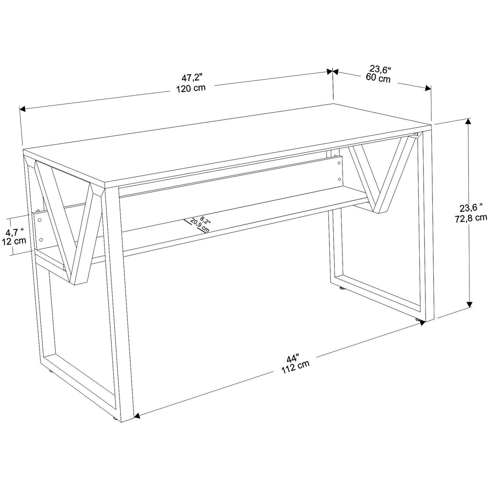 Decorotika Lona Single Shelf Study and Writing Desk Green and White Image 6