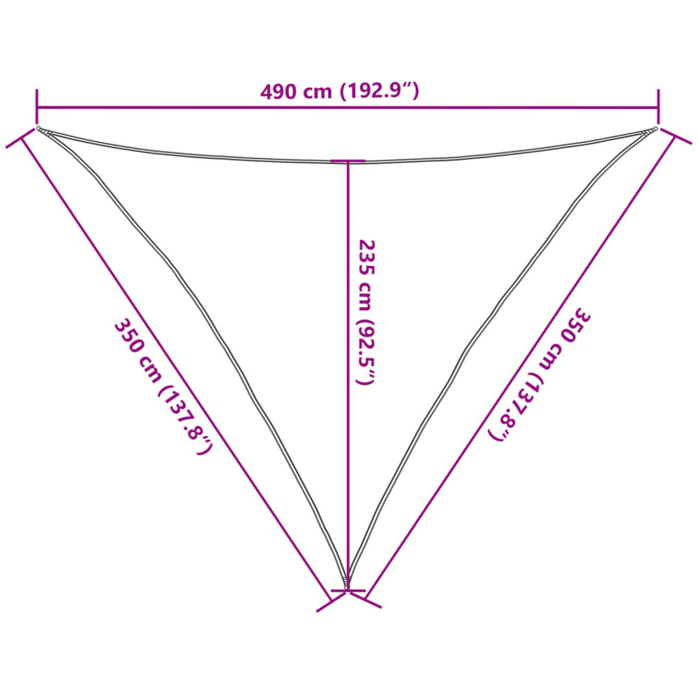 vidaXL Grey Triangular Sun Shade Sail 3.5 x 3.5 x 4.9m Image 9