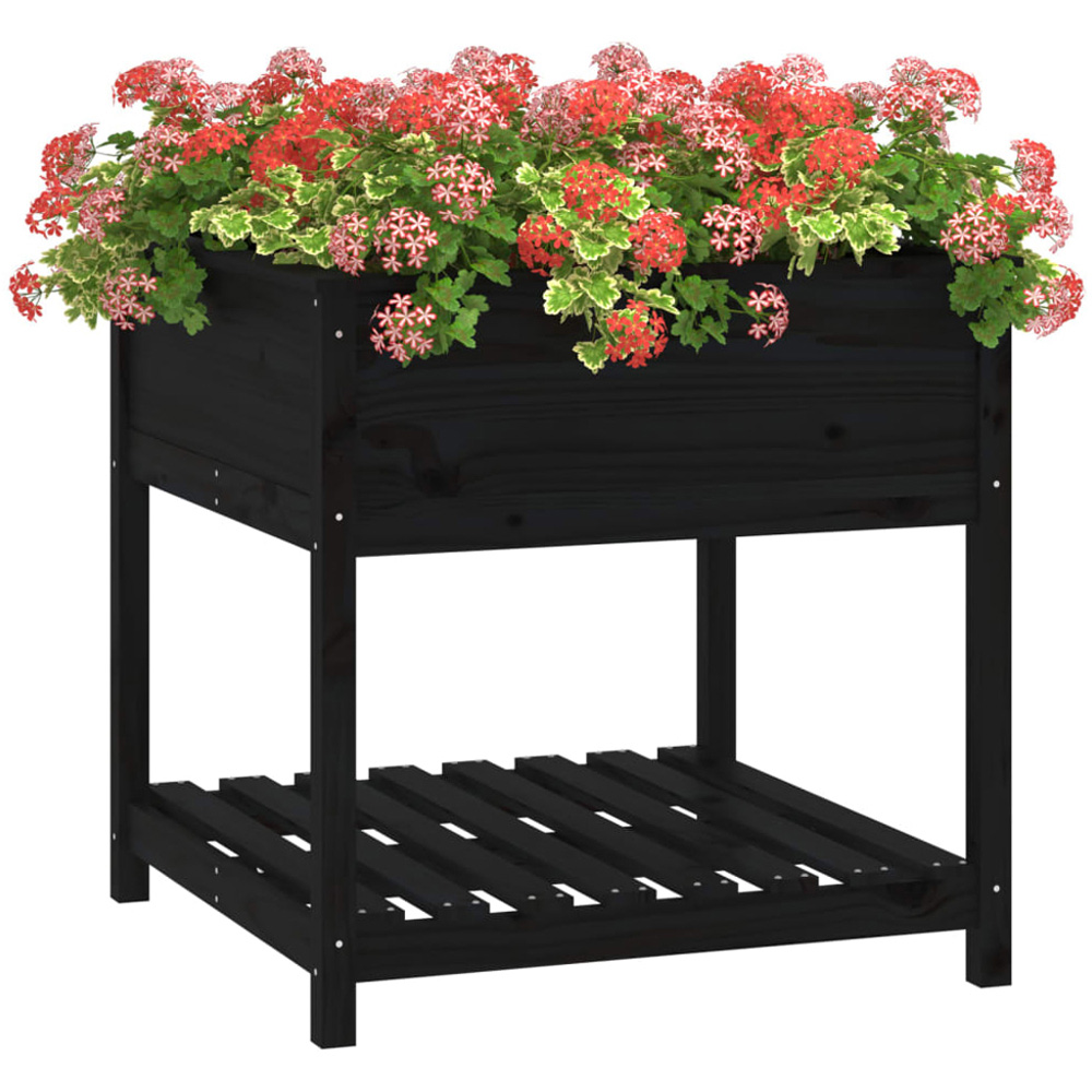 vidaXL Black Pine Wood Garden Planter 81 x 82.5 x 82.5cm Image 3