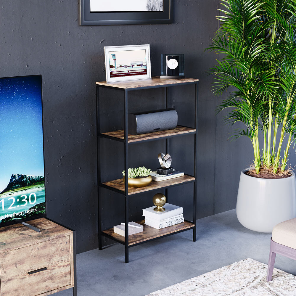 Vida Designs Brooklyn 4 Shelf Brown Bookcase Image 7