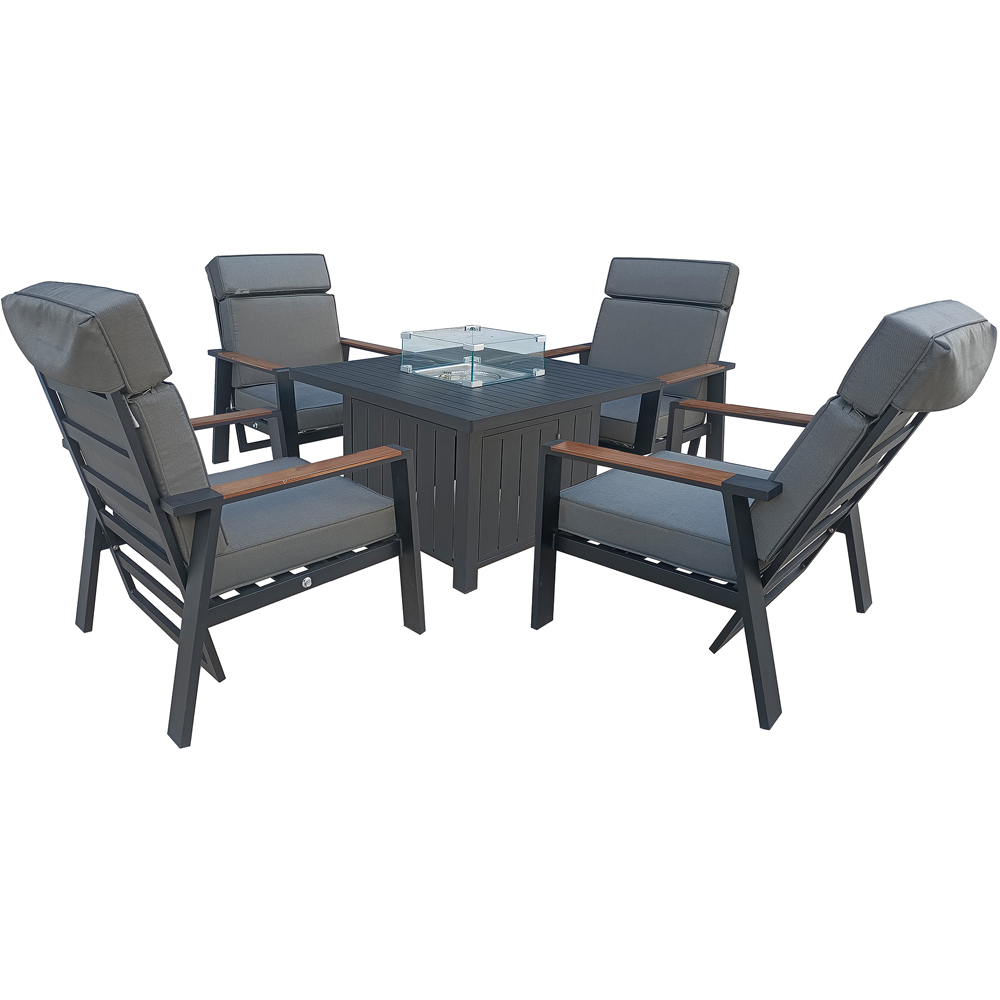 Furniture One 4 Seater Aluminium Garden Recliner Dining Set with Fire Pit Image 2