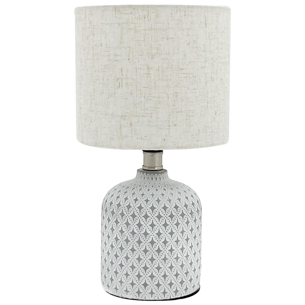 Acacia Home White Shade Grey Ceramic Table Lamp Image 1