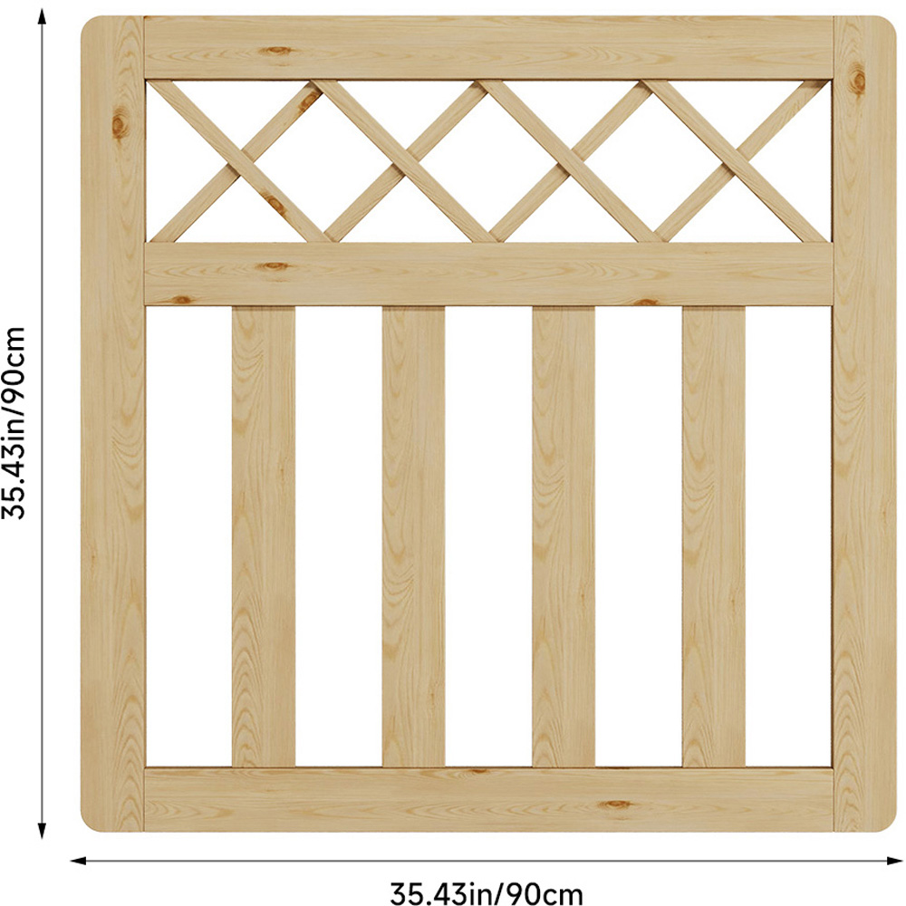 Outdoor Cross Top Wooden Nature Garden Fence Door, 90 x 90 x 2.5cm Image 8