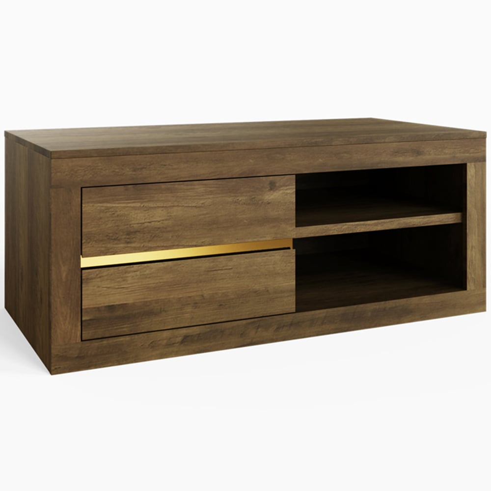 GFW Astley 2 Drawer 2 Shelf Knotty Oak Coffee Table Image 2